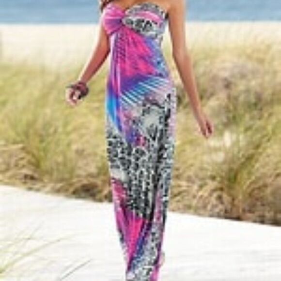 Venus Strapless Maxi Dress Animal Print Size Small - Picture 7 of 8